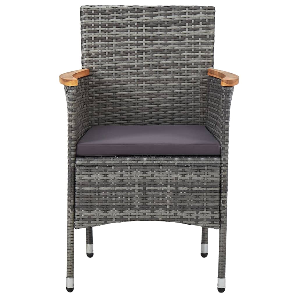 vidaXL 2X Gartenstuhl Essstuhl Stuhl Sessel Rattanstuhl Gartensessel Rattansessel Gartenmöbel Rattanmöbel Rattanstühle Stühle Poly Rattan Grau