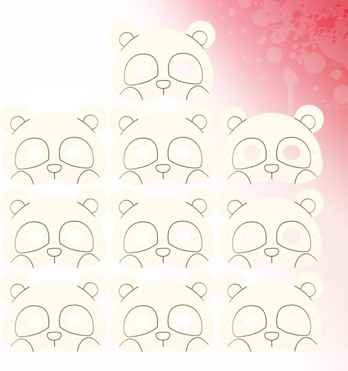 10pcs Halloween Panda Animal Mask White Paper Craft Mask for Cosplay