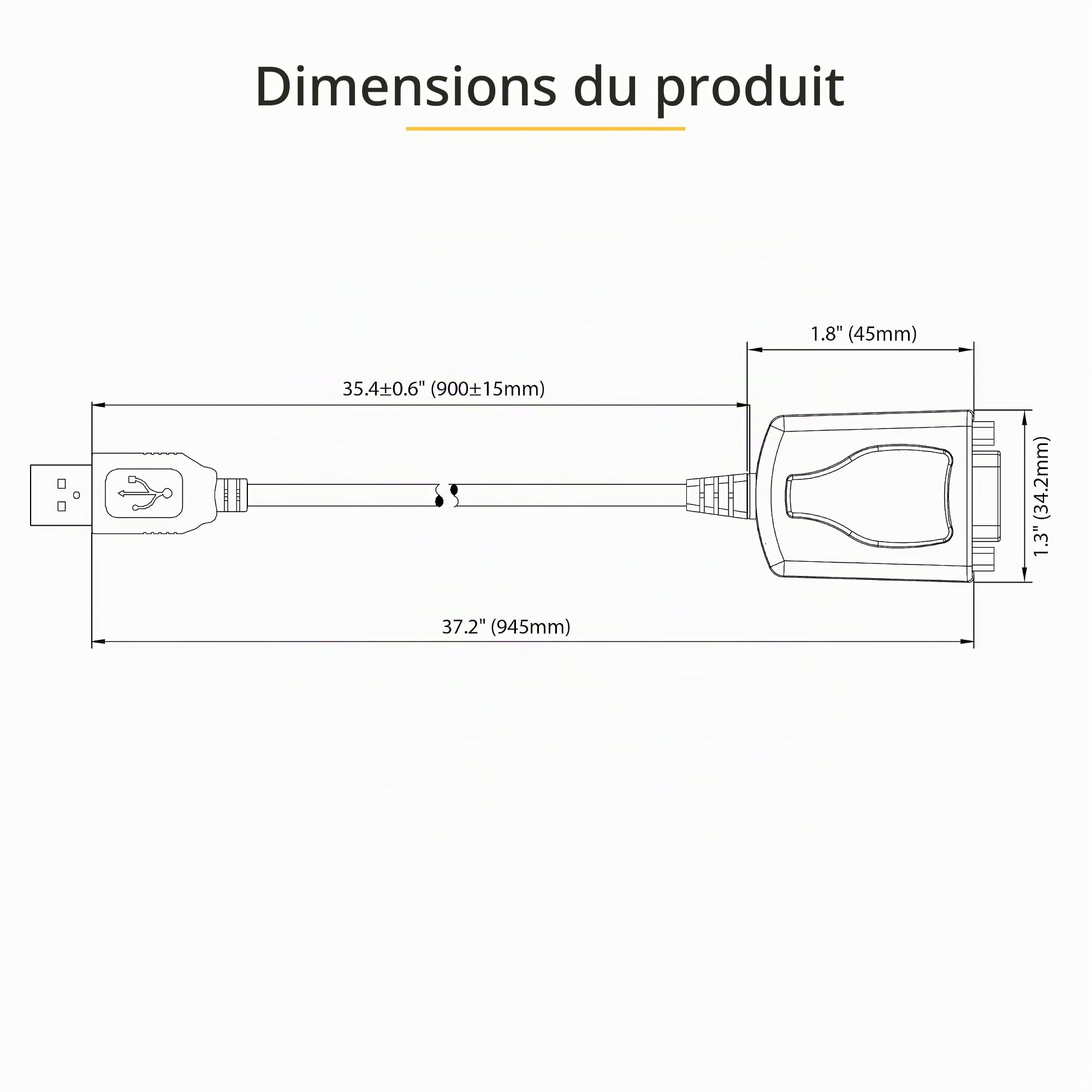 StarTech Câble USB vers RS232 1m, DB9 Mâle, Prolific (1P3FPC-USB-SERIAL) | Retention COM, Convertisseur, Windows/Mac, Pour PLC/Imprimante/Scanner