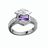 Midari Customized Class Rings for Women High School Graduation Cap Rings 925 Sterling Silver/10K/14K/18K Gold Anillo de Graduación Para Mujer 2025 2026 Graduation Gifts for Graduats