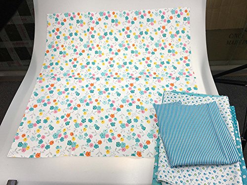 Quilting Fabric, Misscrafts 7pcs 50 x 50cm Cotton Blending Textile Craft Fabric Bundle Fat Quarter Patchwork Pre-Cut Quilt Squares for DIY Sewing Scrapbooking Dot Floral Pattern (Blue) - Thumbnail 7