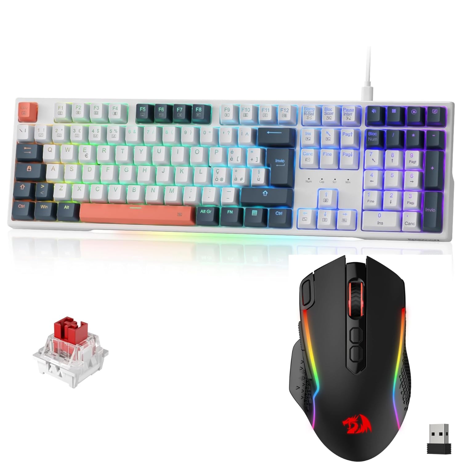 Redragon K668 RGB Tastiera Gaming M810 Pro - Mouse bundle