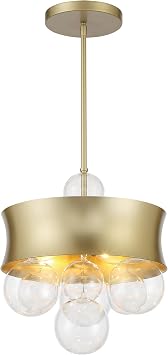 Minka Lavery 5195-697 Verdi Square Convertible Pendant to Semi-Flush, 3-Light, 180 Total Watts, 14-in H x 15.38-in W, Soft Gold