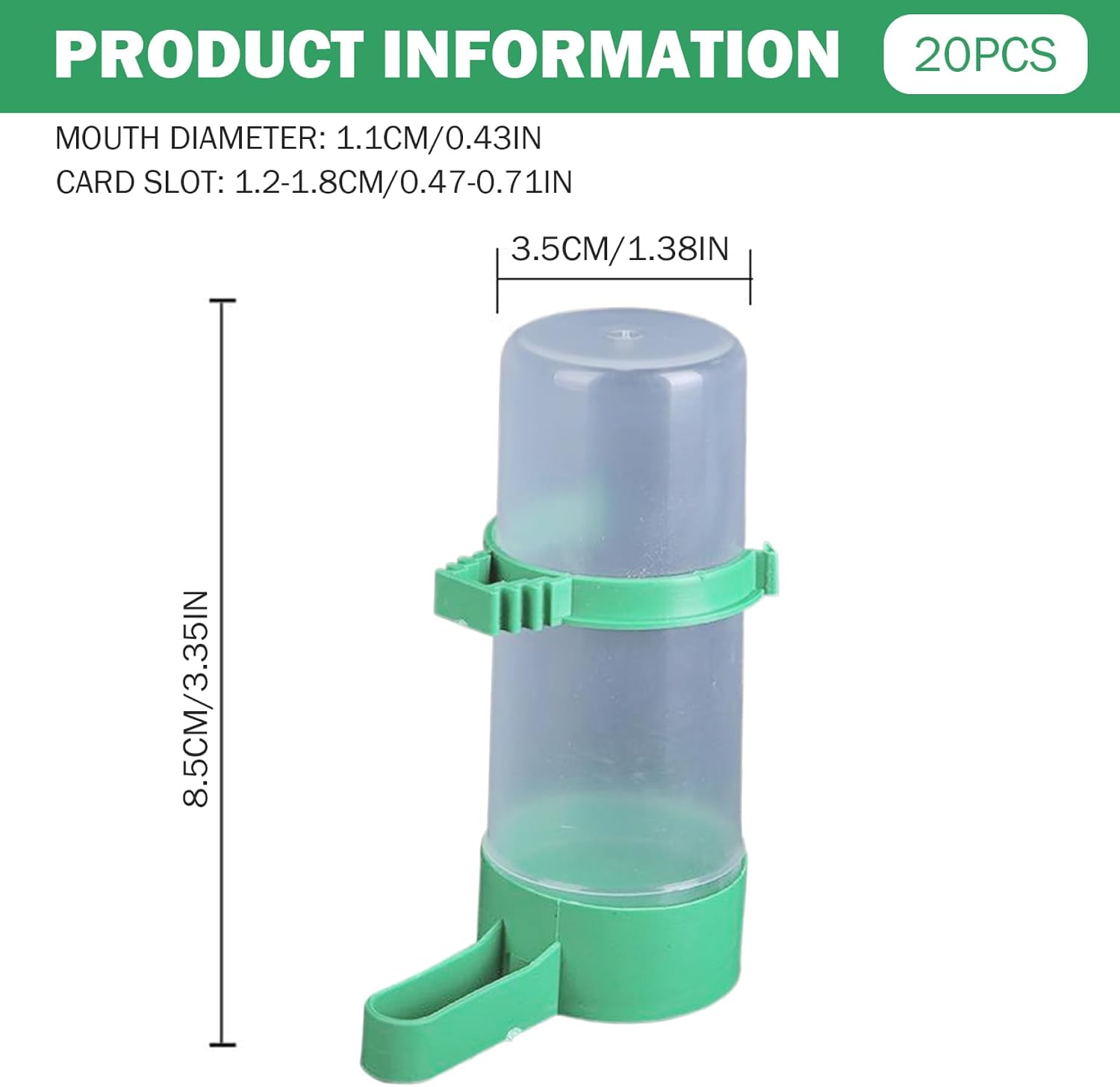 Feeders 20Pcs Bird Water Dispenser, Large Capacity Automatic Bird Water Feeder, Multifunctional Plastic Cage Accessory Drinker Bottle for Parakeet Lovebirds Canary image 4