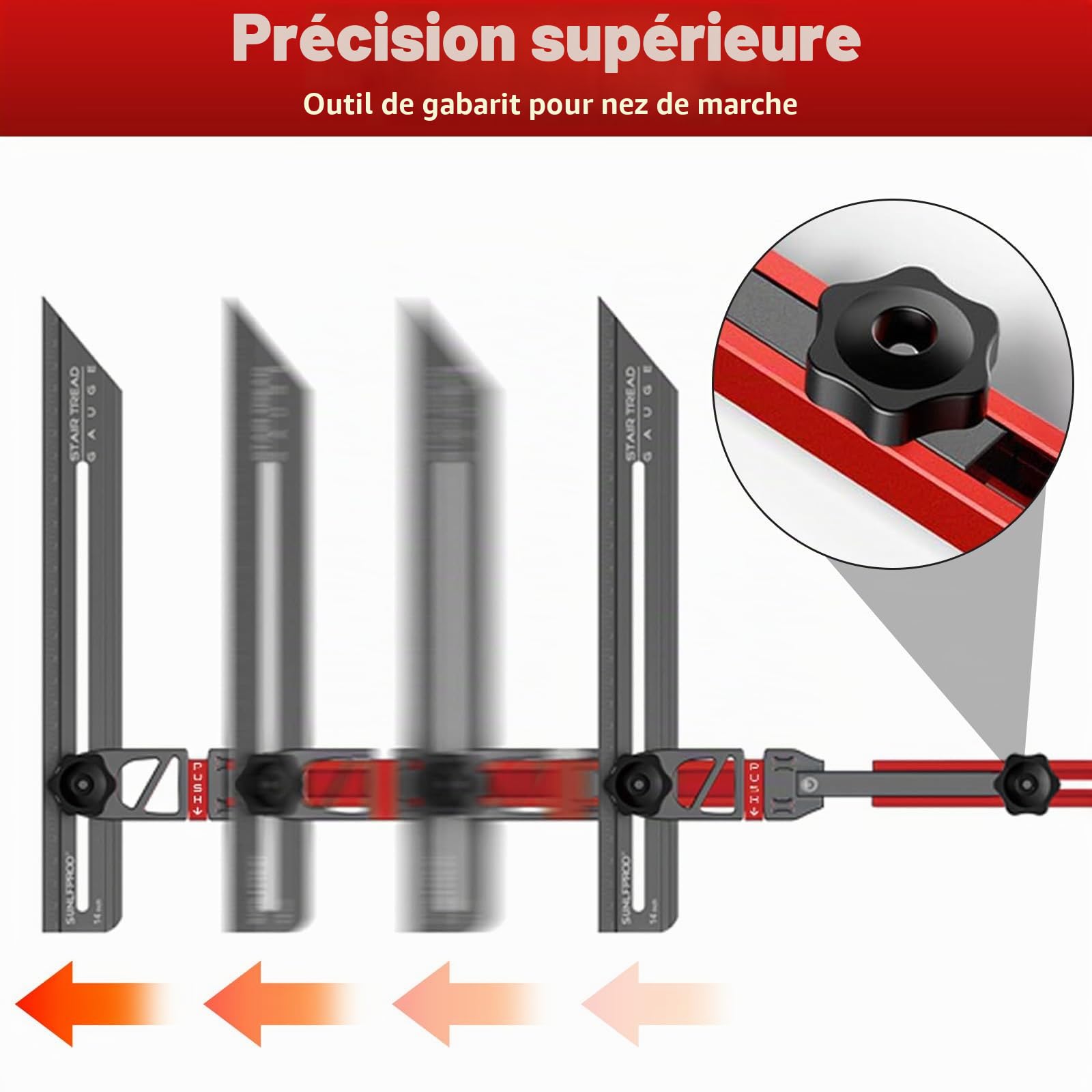 Pochoirs pour marches d'escalier avec jauges d'angle et affichage de l'échelle - Outil de mesure innovant en alliage d'aluminium pour montage d'escalier, adapté aux projets d'escalier, longueur