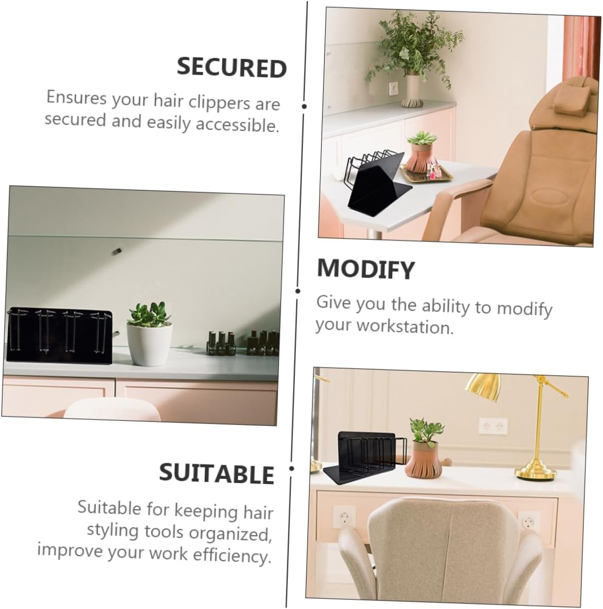 Hair Clipper Holder Stand Multi-Functional Organizer Barber Tool Hanger Clipper Guard Storage Ergonomic Design