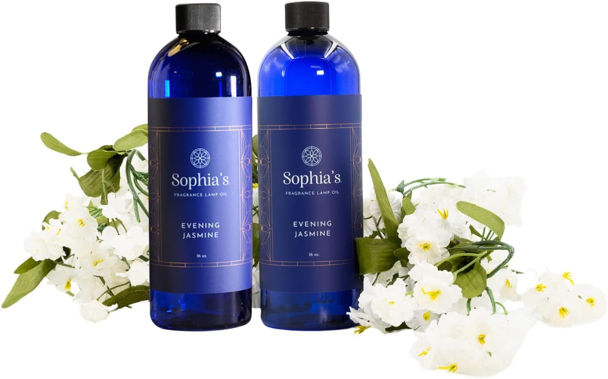 Sophia's Evening Jasmine Fragrance Lamp Oil Refills 2-Pack, Effusion Lamp Fragrance Oil for Redolere Lamps, Scented Lamp Oil for Fragrance Lamps, 16 Fluid Ounces of Catalytic Scented Oil Made in USA