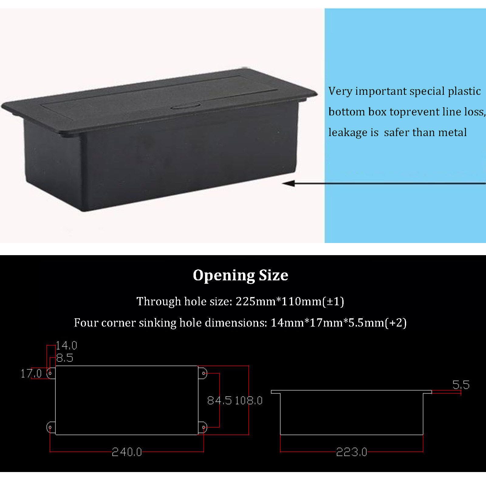 Presa Elettrica Da Scrivania Incassata, Presa Pop-Up Con Caricabatterie Rapido Wireless Da 15 W, PD 20 W Usb (A+C), Presa Incorporata Per Piani Di Lavoro Per Ufficio,Casa,Scrivania,Black-EU-plug