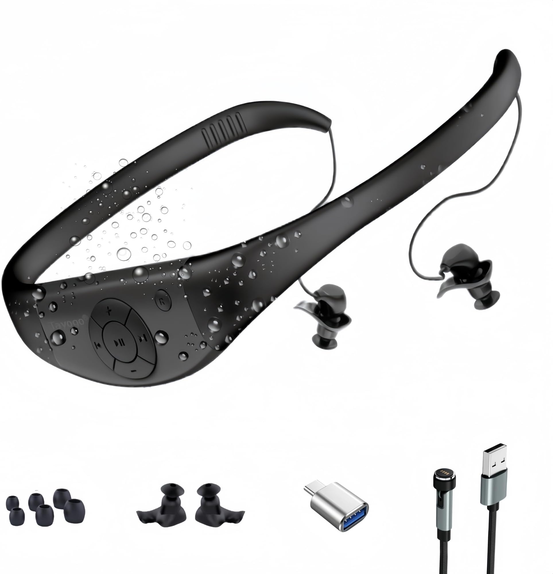 Waterproof MP3 Player for Swimming, 8GB Memory, 20H Playing Time, IPX8 Certified, 3M Underwater Music Player, Shuffle/Order/Single Feature