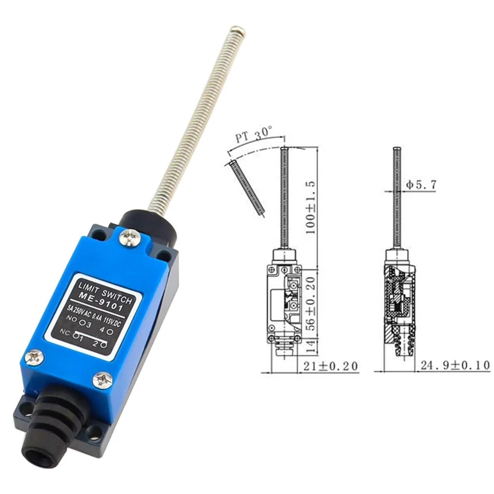 ME-9101 Schraubenfederstange 1NO 1NC Momentaner mechanischer Endschalter 1 Stücke