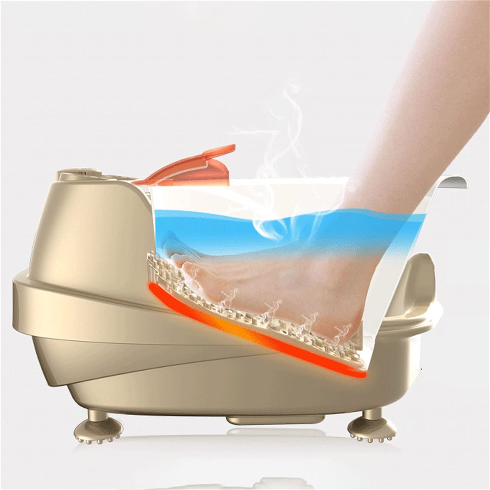 Masajeador de Baño de Spa para Pies con Calentamiento Rápido, Burbujas, Rodillos de Masaje Y Puntos de Masaje de Acupresión, Alivio Del Estrés de Los Pies en la Oficina en Casa
