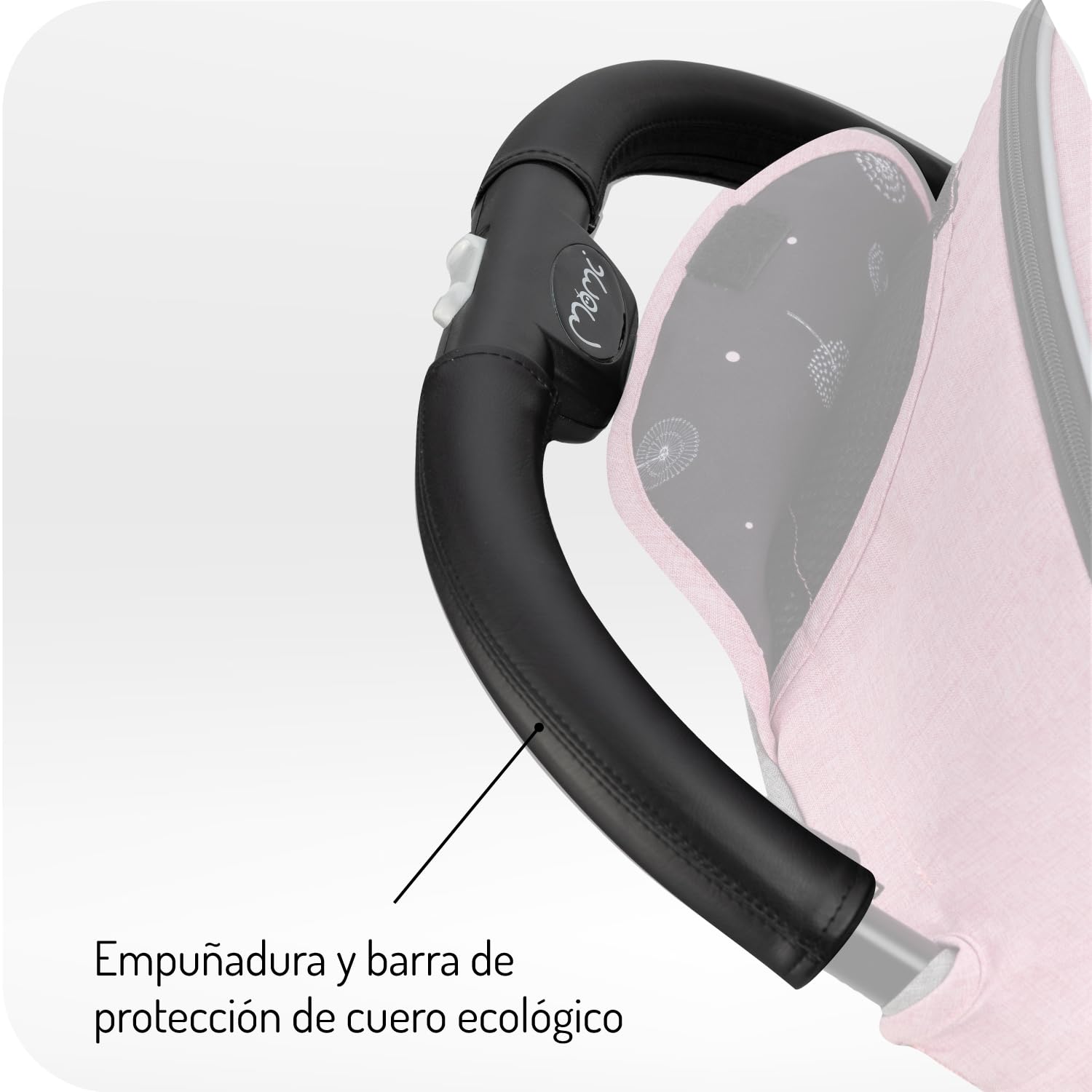 MoMi ESTELLE LIGHT PLUS a partir de los 6 meses (hasta 22 kg), silla de paseo plegable con arnés de 5 puntos, cesta de la compra, barra telescópica, se mantiene de pie plegada