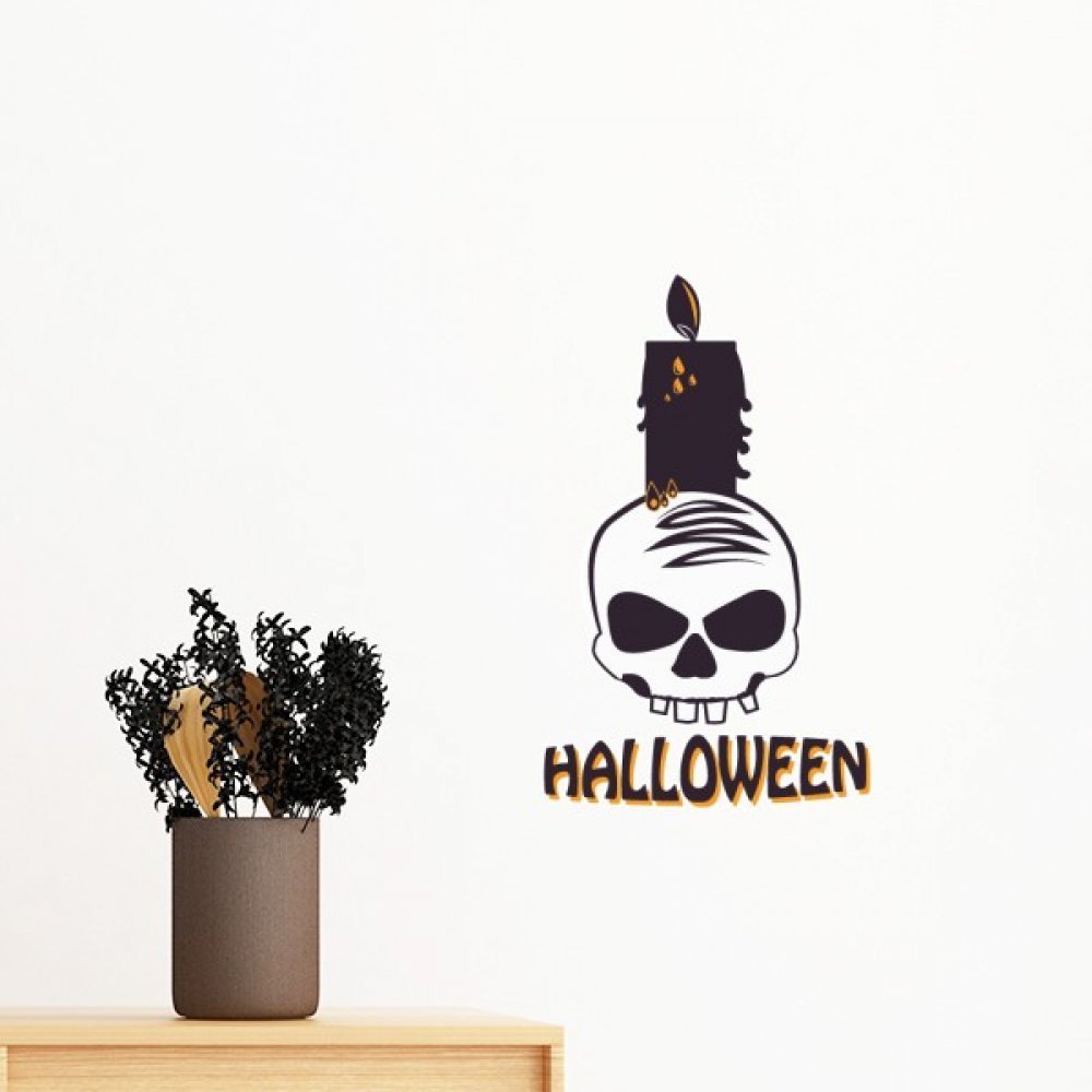 Papier peint DIY Halloween bougies crâne pour relooker une chambre