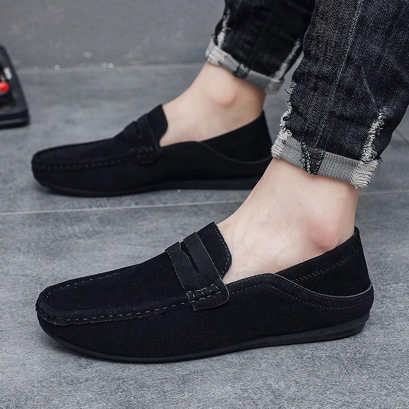 Men Vintage Loafers Shoes Suede Vamp Business Round Toe Prom Wedding Non Slip Low Top Block Heel Anti-Slip Casual Shoe Slip On2