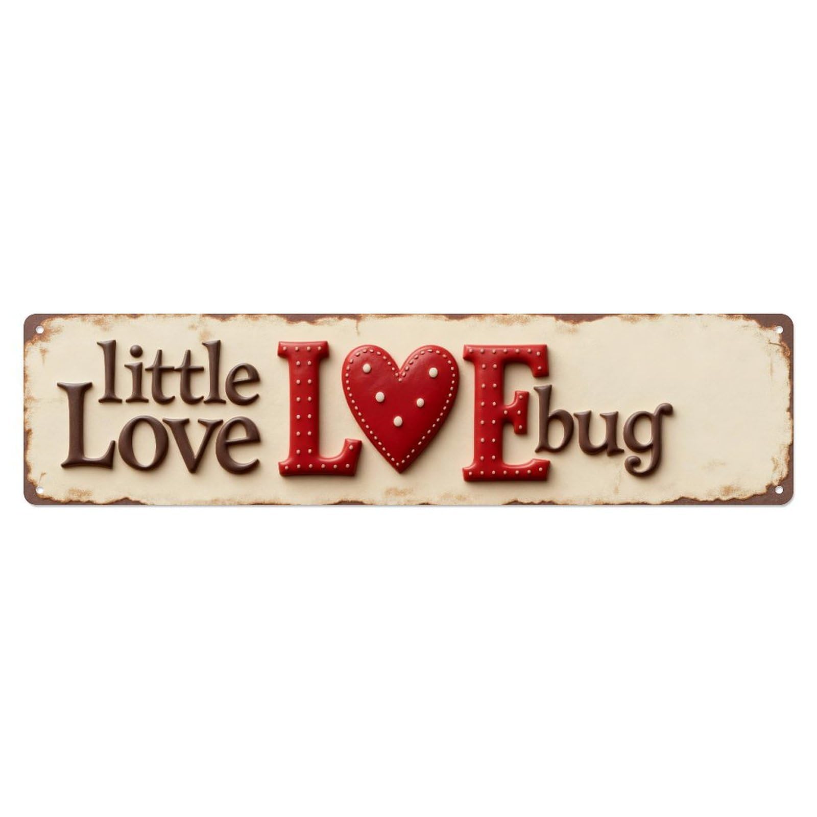 Heart Pattern Red Dotted Text Metal Tin Sign Plaque