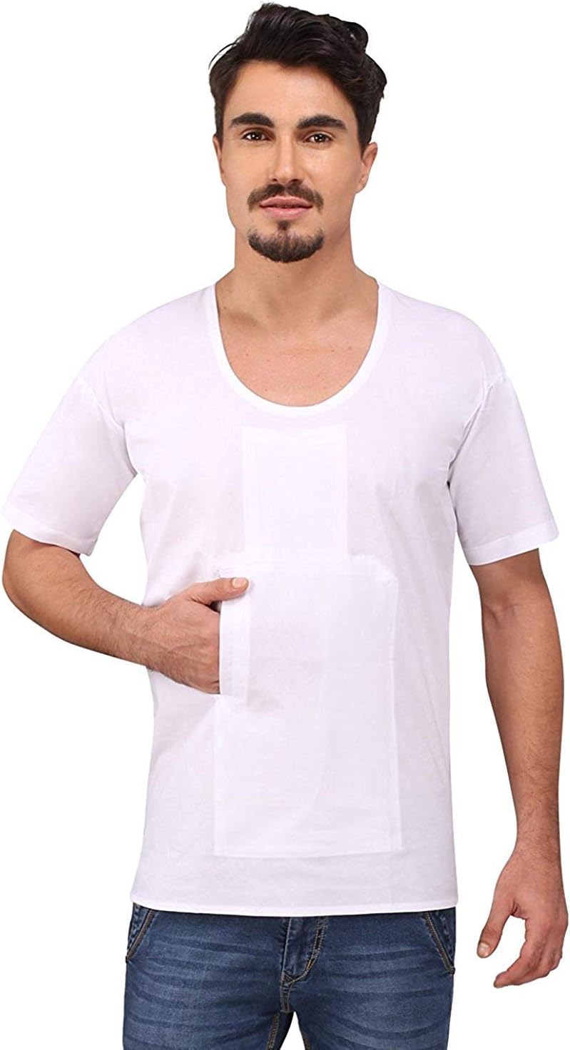 eraa Men's Regular Fit Cotton Pocket Vest/Baniyan White Color-Size 85cm/M (Pack of 4)