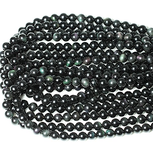 CHEAVIAN 45PCS 8mm Natural Black Obsidian Gemstone Round Loose Beads Crystal Energy Stone Healing Power for DIY Jewelry Making 1 Strand 15