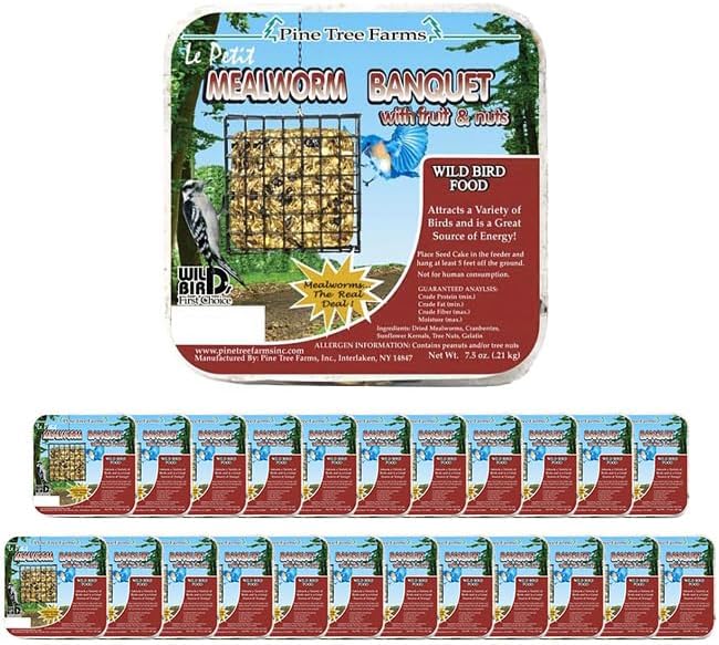 Pine Tree Le Petit Mealworm Banquet Seed Cakes, Pack of 24