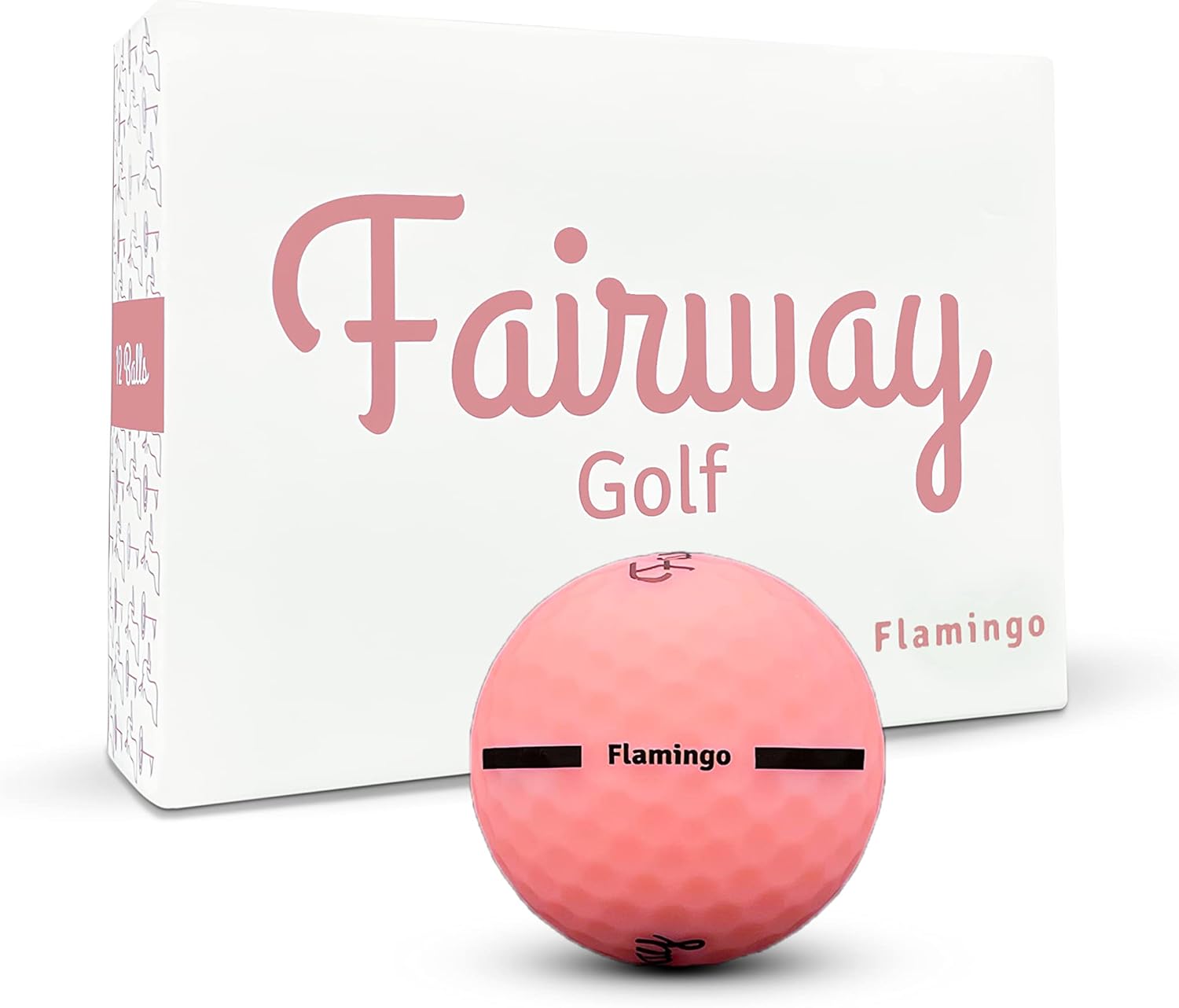 Flamingo Matte Pink Golf Balls (12 Pack) — Soft Feel, Long Distance 2-Piece Golf Ball with Surlyn Cover | 332 Dimple Design | Great for All Skill Levels