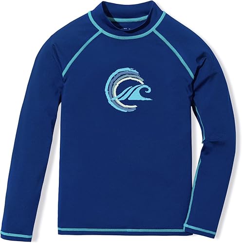 TSLA Camiseta de natación de manga larga con protección solar UV UPF 50+ para niños