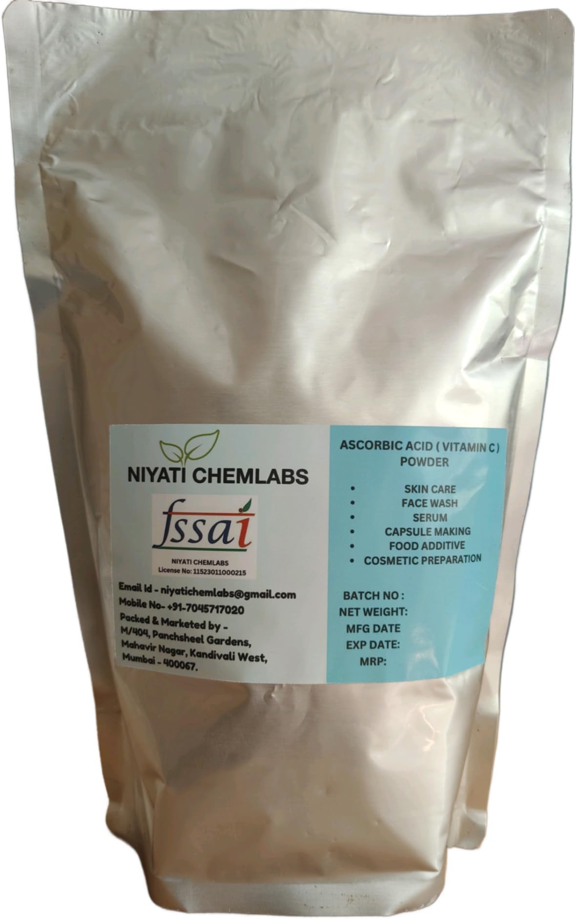 L-Ascorbic Acid (Vitamin C Powder-Food Grade) For Immunity booster, Skin cell Protection, Making DIY Serum, Soap, Cream, Lotion & Face wash - For Face, Skin & Body Glow - 1KG (1000gms)