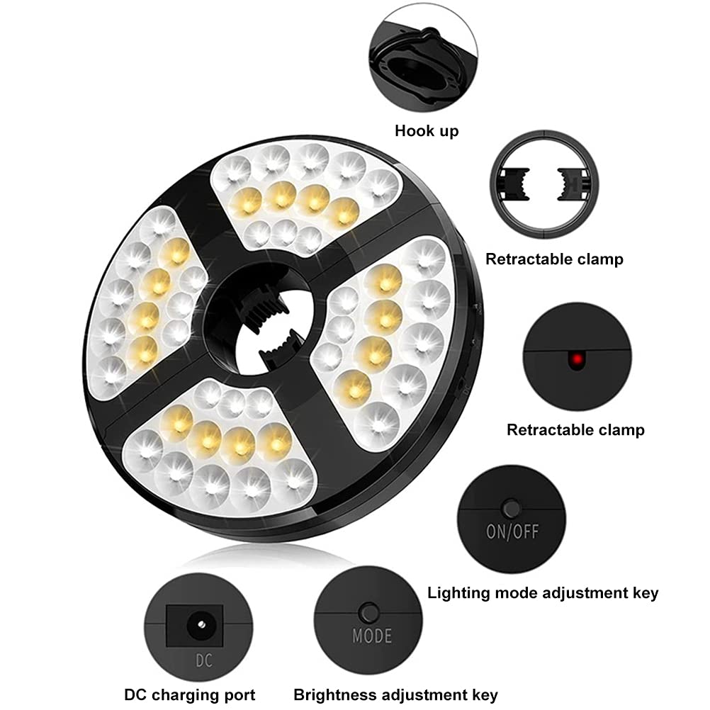 48 luces LED para sombrilla, luz USB para patio con 3 modos y ganchos, soporte para cubierta de mesa, paraguas de 450 lúmenes, luz de iluminación LED para jardín, playa, luces al aire libre,