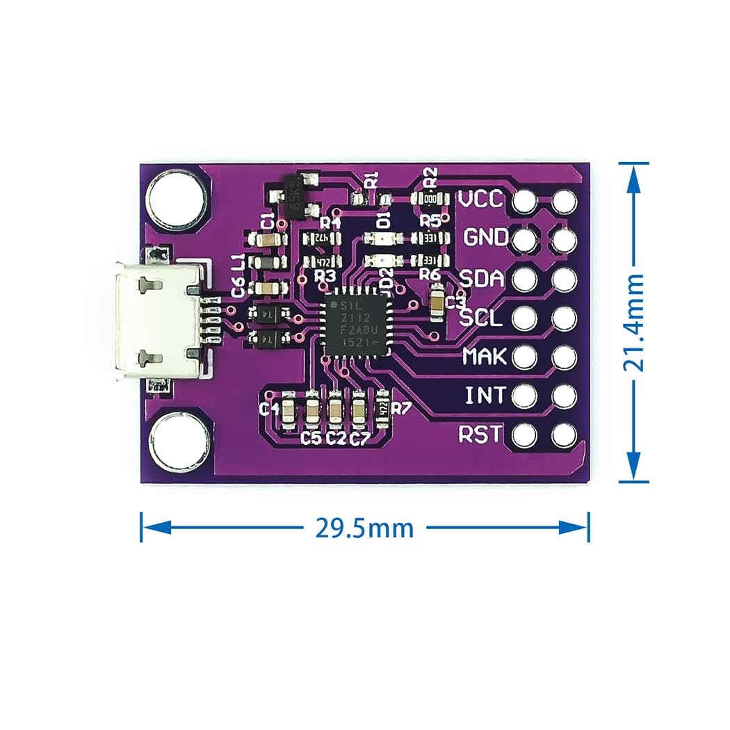 Hailege CP2112 Placa de depuración de evaluación CP2112 Placa de depuración Micro USB2.0 para USB USB a SMBus Módulo de comunicación I2C Dongle Grabación de datos — view 4
