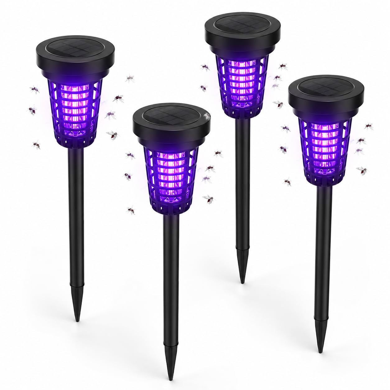 4 Pack Solar Bug Zapper Outdoor, 2-in-1 Mosquito Zapper