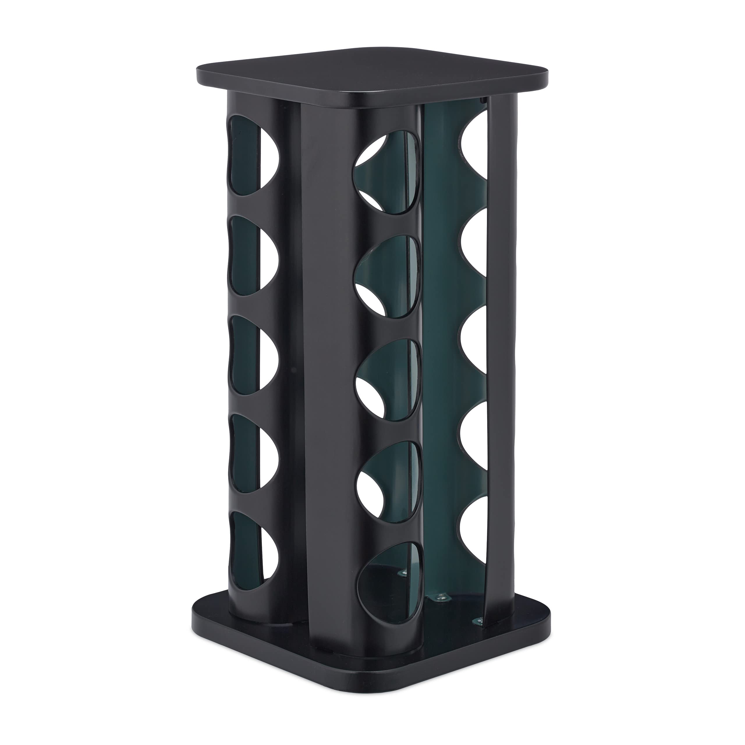 Relaxdays Portaspezie da Cucina Girevole, 20 Barattoli, Organizer Rotante a 360°, HLP: 33,5x20x20 cm, Acciaio Inox, Nero