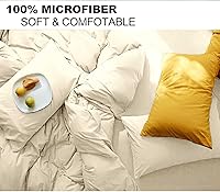 Vista 5 de Nanko Juego de edredón tamaño King beige, relleno de edredón alternativo suave y reversible para todas las estaciones, relleno de microfibra