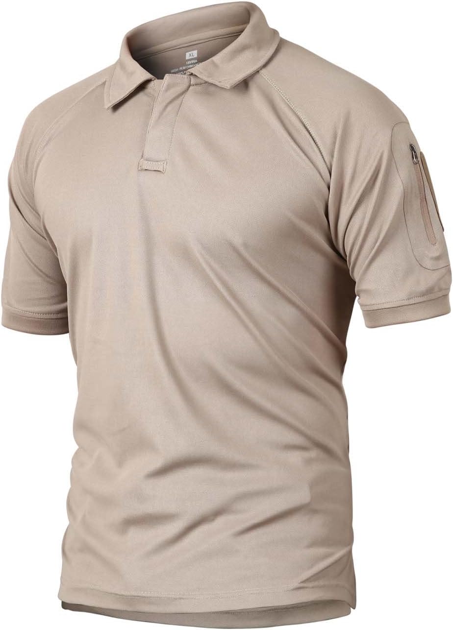 CRYSULLY Men's Military Short Sleeve Shirt Cargo Tactical Pullover Outdoor T-Shirt Army Combat Polo Shirts