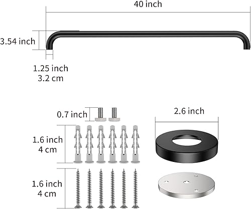 Miniatura 2 de ZUEXT - Paquete de 2 barras de agarre negras de ducha de 40 pulgadas, mango de barra de agarre de pared de baño de acero inoxidable, barra de