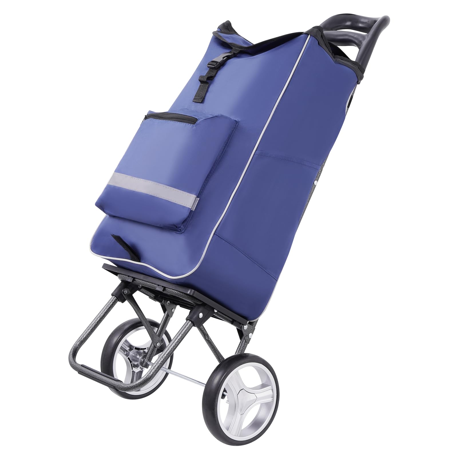 Trolley per la spesa 3 in 1, grande 45 l, carrello della spesa con vano frigorifero, borsa per la spesa con ruote, borsa pieghevole rimovibile, carrello per la spesa, impermeabile