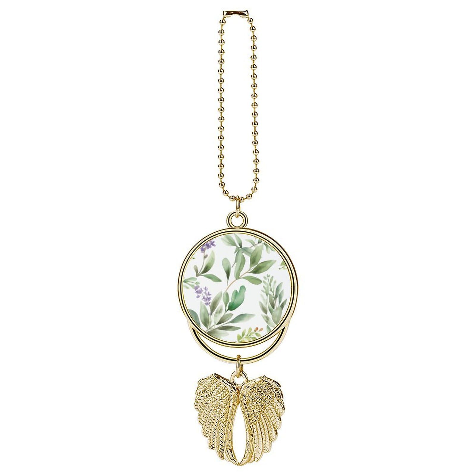 Green Flower Watercolor Herb Sage Leaves And Branches1 Car Pendant Hanging Swing Auto Rear View Mirror Hanging Car Rear View Mirror Charm Truck Hanger Ornament Charm for Car Rear View Mirrors Accessor