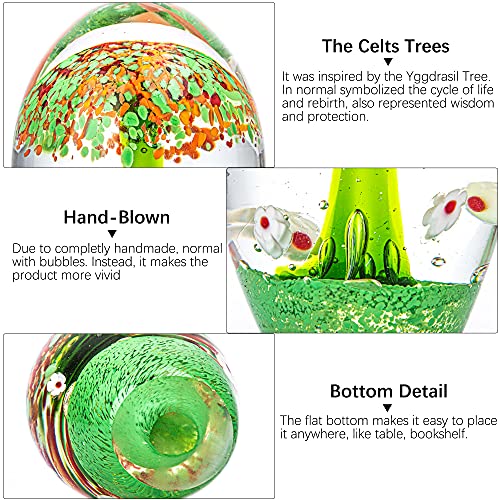 Qfkris The Celtic Tree Of Life Glass Paperweight Hand Blown Art Glass Figurines Collectibles Desk Ornament Table Decor thumb #4