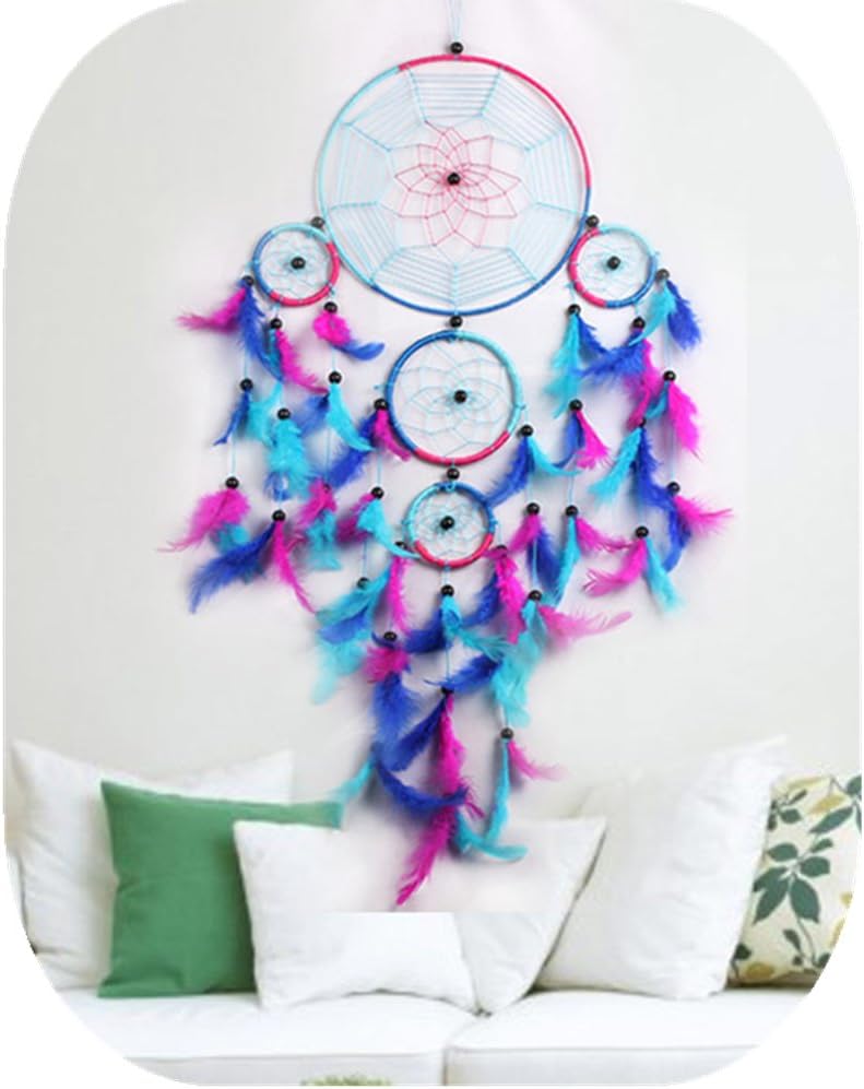 IEVE Dream Catcher Colorful Handmade Rainbow Large Blue Pink and Purple Feather Dream Catchers Ornament