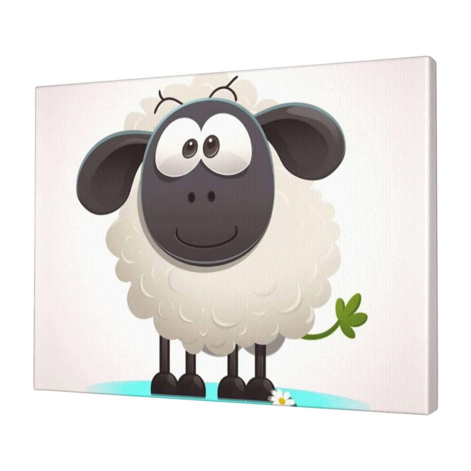 KLOPH Sheep Canvas Wall Art for Living Room 12"x16" Modern Artwork Painting for Bathroom Hanging Canvas Prints Aesthetic Wallart for Bedroom Kitchen Office Wall Decor