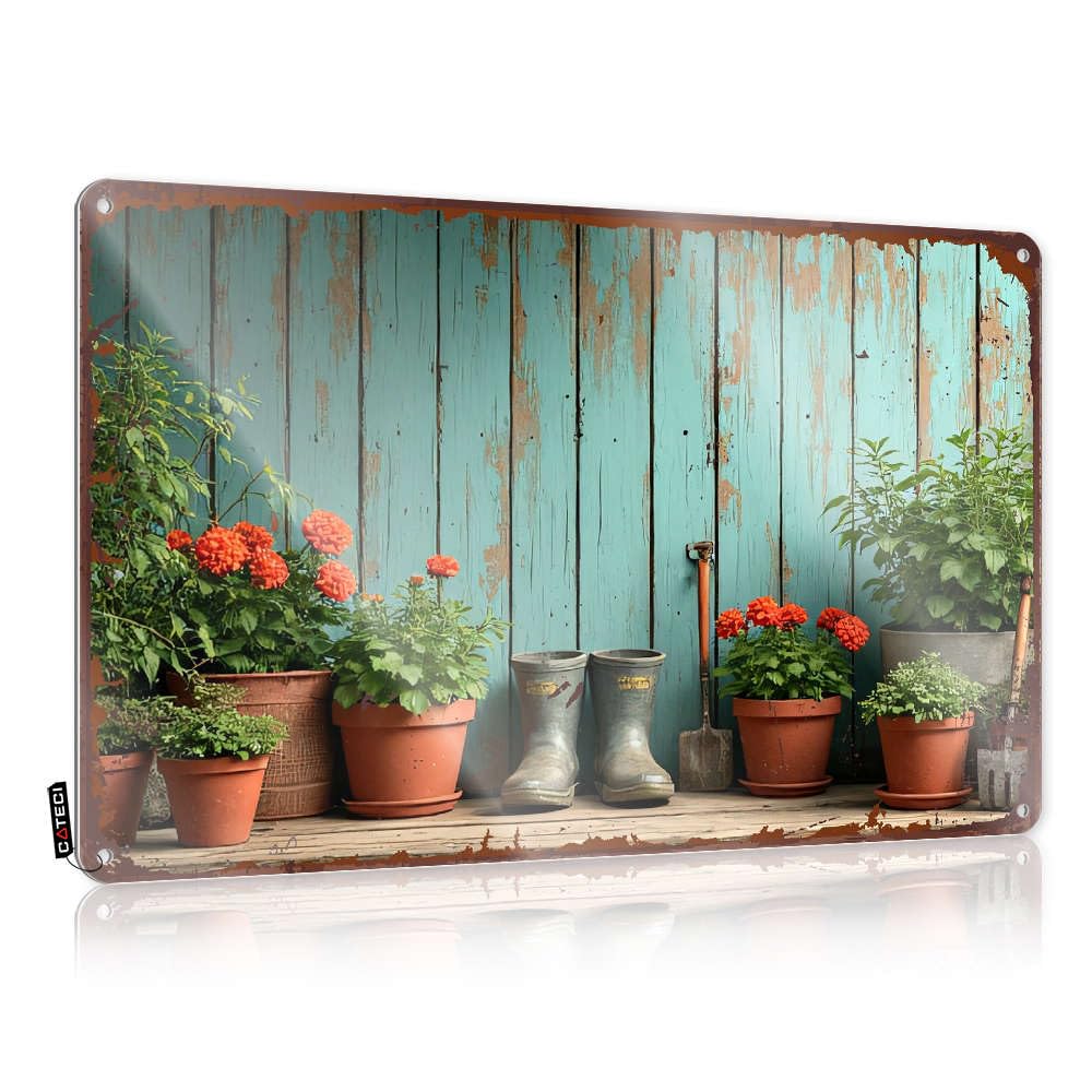 Funny Signs For Home Decor Garden Boots, Pots, Plants, And Tools Against A Weathered Wooden Fence. Tin Sign Personalized Bar Signs In Home Bar Signs(30X40CM)