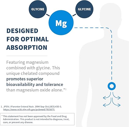 Miniatura 3 de Klaire Labs Complejo de glicinato de magnesio, mezcla de bisglicinato de 100 mg para apoyar la salud y el descanso óseos, quelado para una mejor