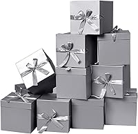 Vista 12 de Cajas de regalo blancas de 6 x 6 x 6 pulgadas con tapas, 12 hermosas cajas blancas cuadradas con cinta, perfectas para bodas, Navidad, cumpleaños