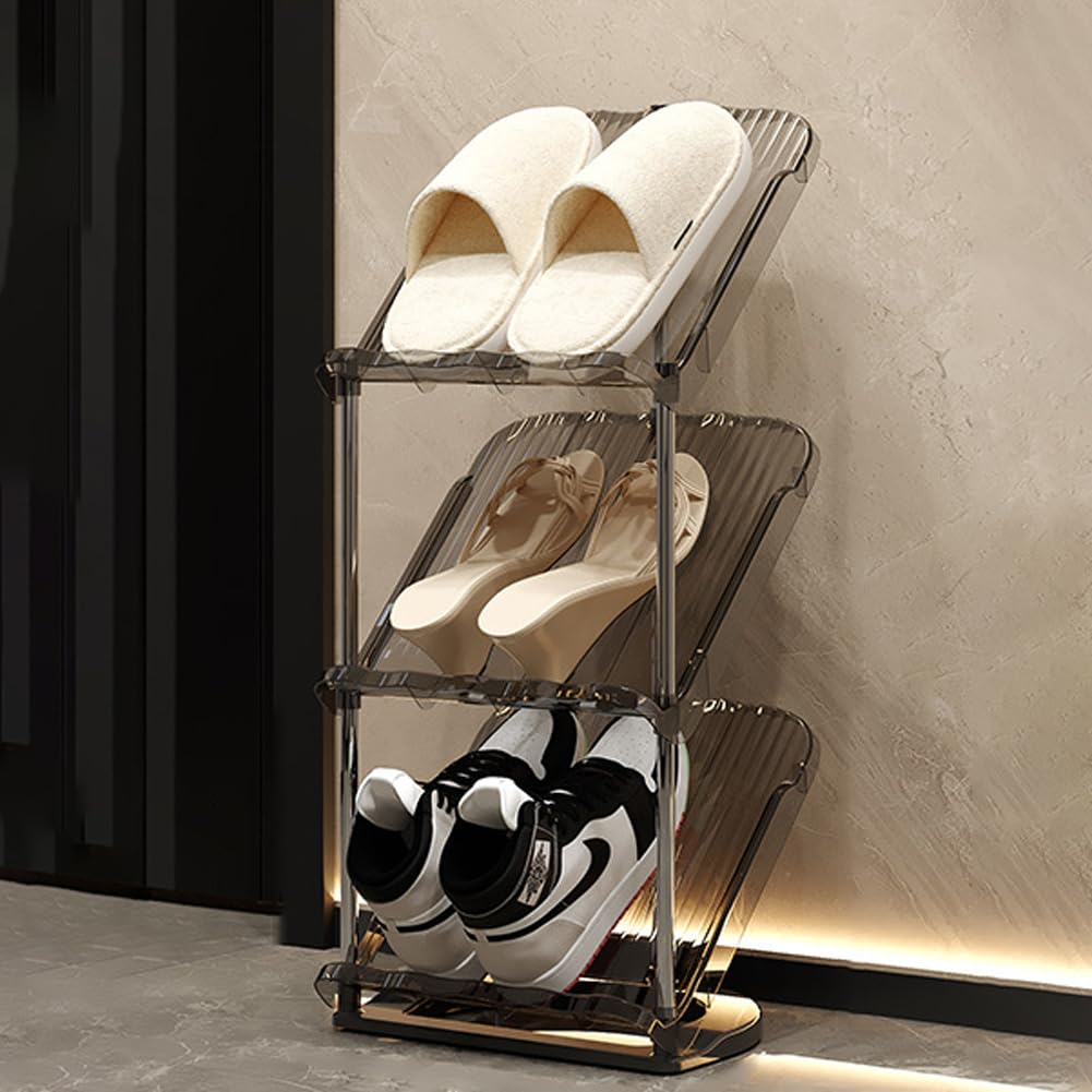 調節可能シューズラック - 空間最適化、耐久性とスタイル 3段 空間最適化耐久性とスタイル 調節可能シューズラック 3段 玄関収納 薄型