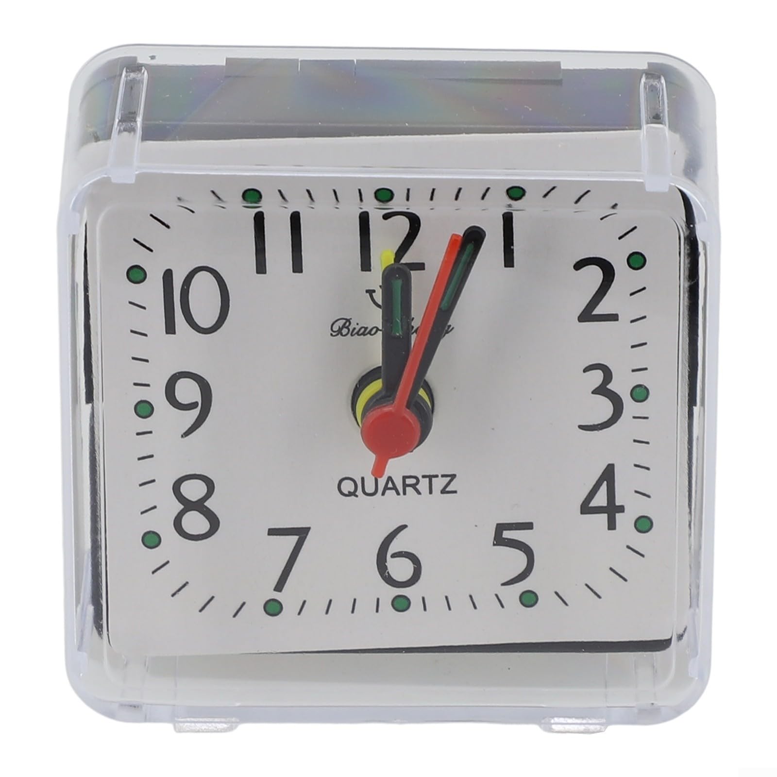 Bedside Small Alarm Clock Quartz Battery Operated for Wake Up With Beeping Sound Easy-To-Read Numbers Reliable Square Alarm