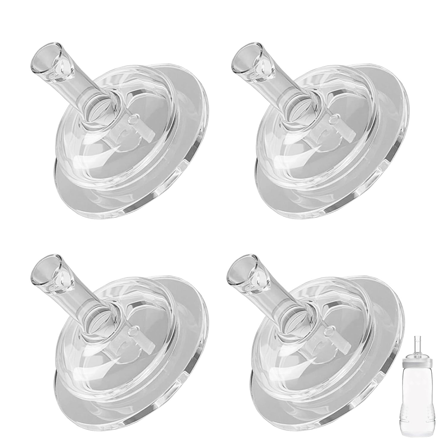 Sippy Spout Nipples for Mam Baby Bottles, Transition Straw Sippy Cup 100% Food Grade Silicone Soft Nipple, 6m+, Pack of 4
