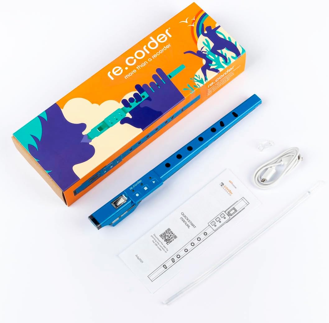ARTinoise re.corder,flauto acustico digitale e controller MIDI wireless,App mobile 32 timbri,spartiti e esercizi su basi musicali,diteggiature personalizzabili,4 modalità di riproduzione (BLU)