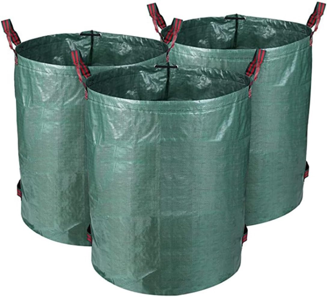 Reusable Garden Leaf Trash Bags for Yard Waste, 3pcs Folding Litter Storage Bags Stand, Heavy-duty Household Fallen Leaves Container for Lawn and Composting