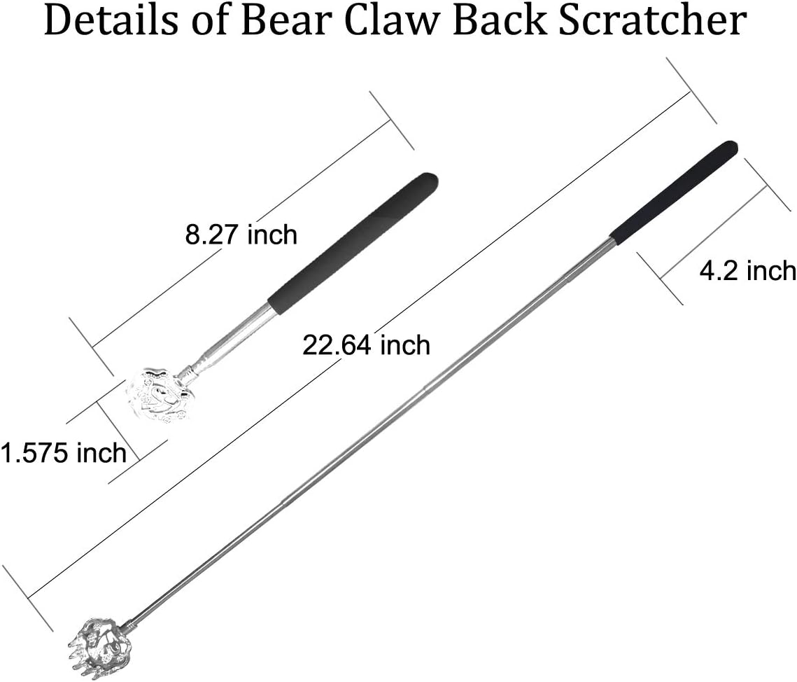 Snowyee Back Scratcher, Backscratchers for Women Men Extendable 3PCS Includes Bearclaw with Eagle Claw and Ball (3 in 1 Set/Black)