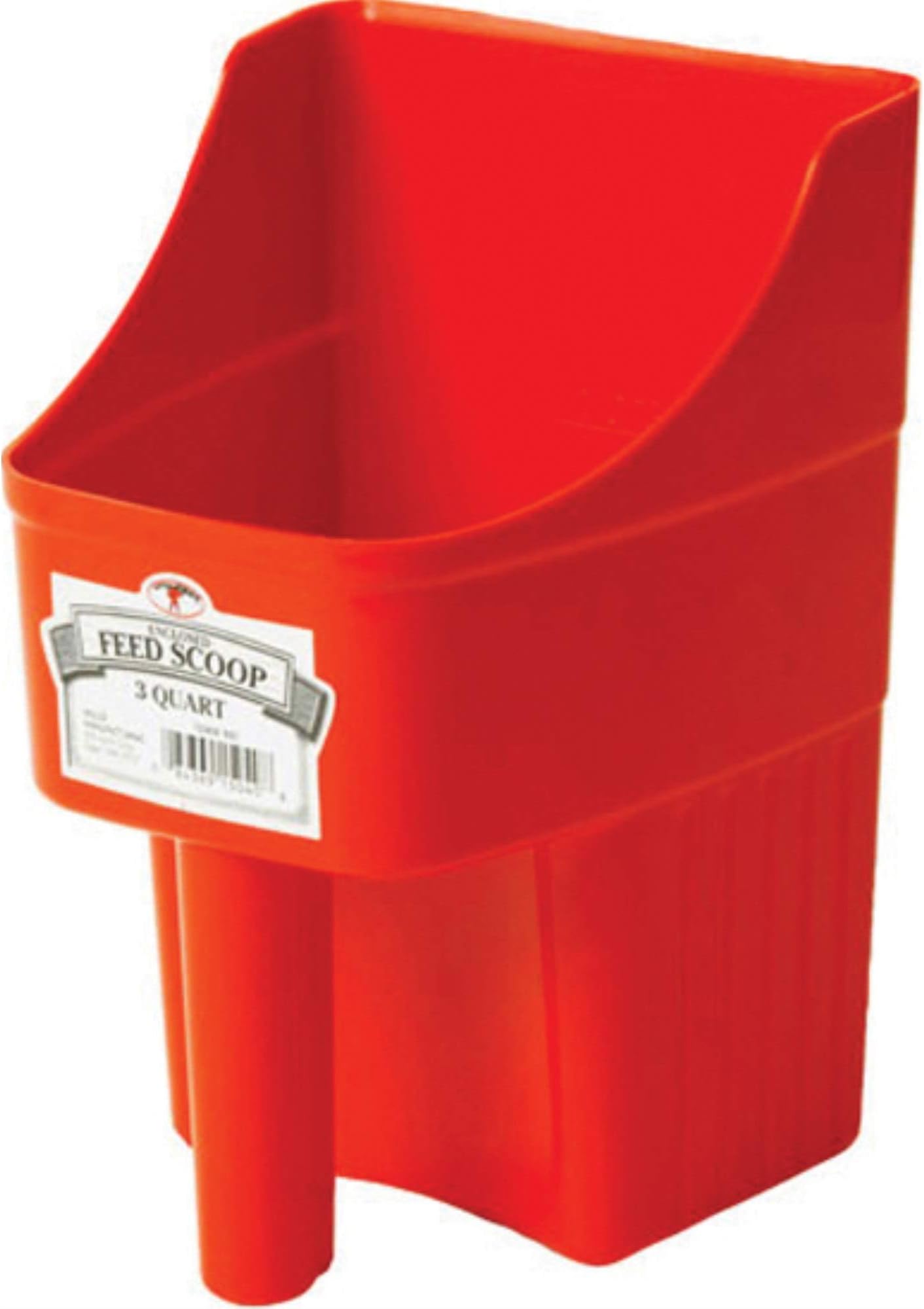 Little Giant® Plastic Enclosed Feed Scoop | Heavy Duty Durable Stackable Feed Scoop with Measure Marks | 3 Quart | Ranchers, Homesteaders and Livestock Farmers | Red