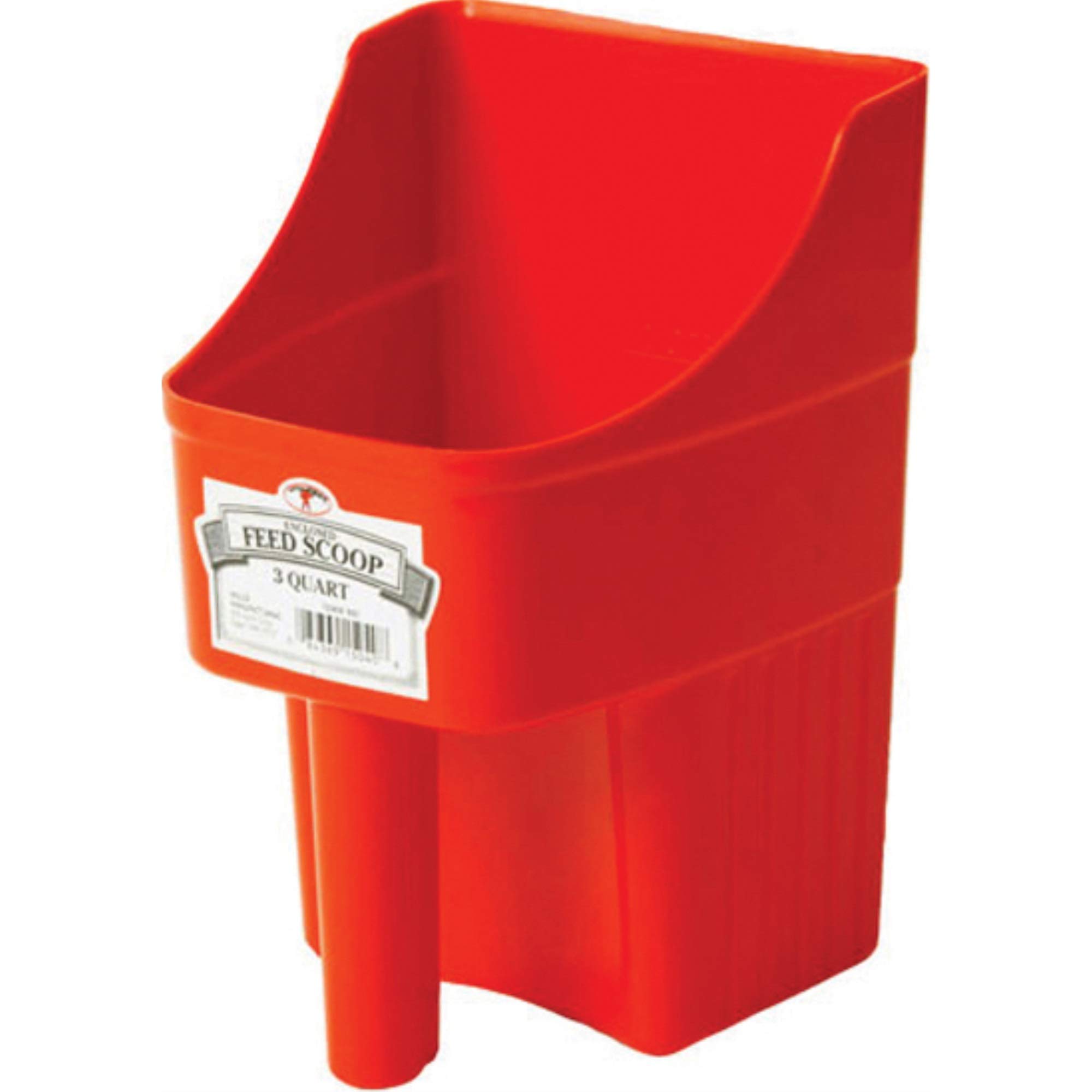 Little Giant® Plastic Enclosed Feed Scoop | Heavy Duty Durable Stackable Feed Scoop with Measure Marks | 3 Quart | Ranchers, Homesteaders and Livestock Farmers | Red