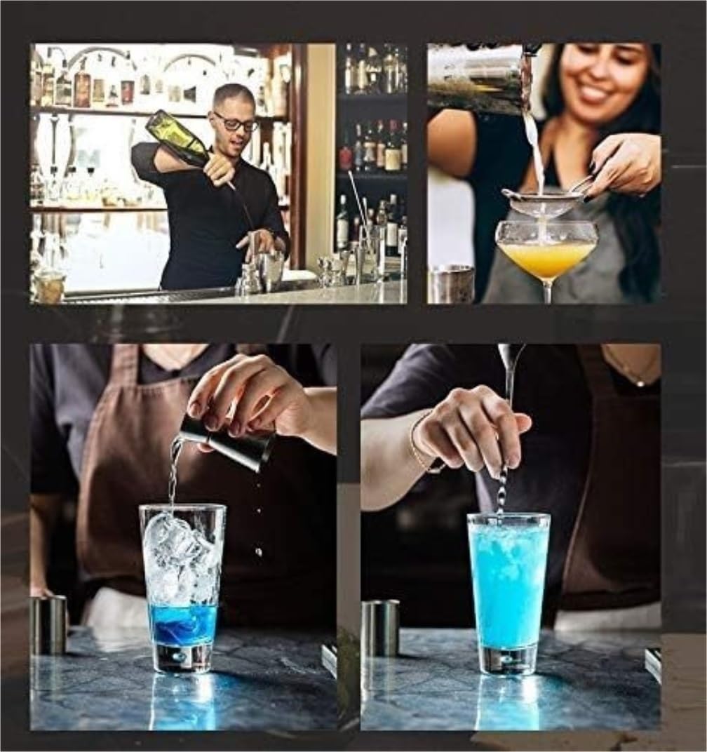 Shaker Cocktail per Miscelare Bevande Set da 10 Pezzi in Acciaio Inox Cocktail Shaker Mixer Drink Bartender Browser Kit con Supporto per Bar Casa Feste