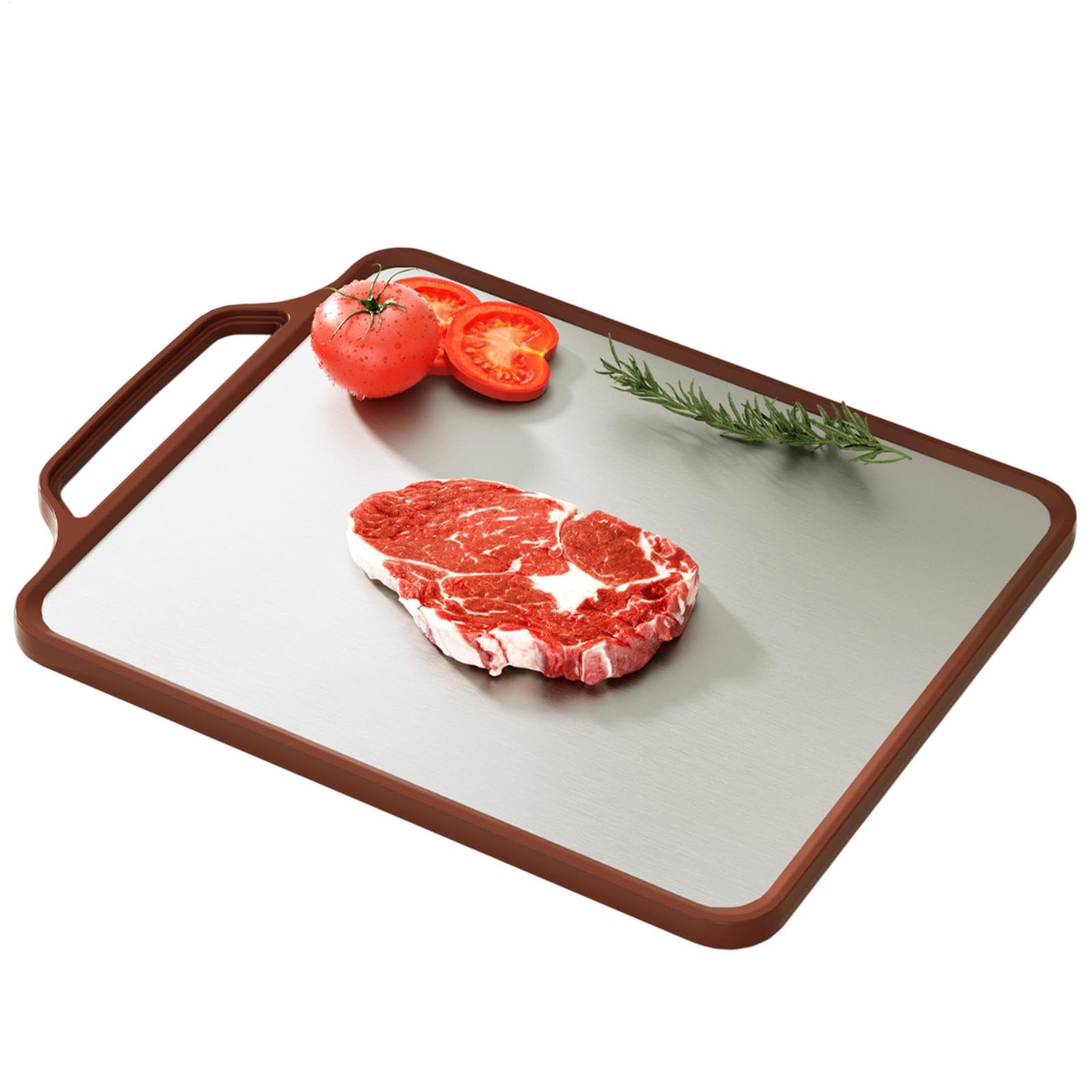 Planche à découper en acier inoxydable double face 39x30cm pour cuisine et comptoir